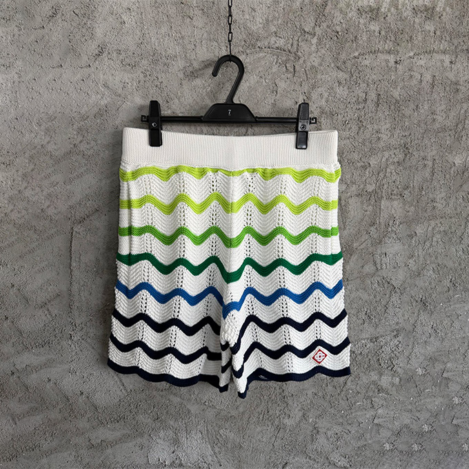 casablanca wavy stripe crochet knit shorts